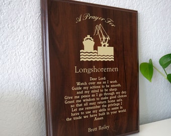 Longshoreman Prayer Plaque | Personalized Longshoremen Gift | Stevedor & Dockworker Prayer