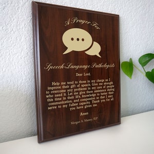 Speech Language Pathologist Prayer Plaque | Personalized Speech Therapist Gift | SLP Therapy Clinician Present