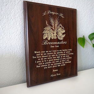 Braumeister Plakette, personalisiert mit einem Gebet für Craft & Steady Flavor - da sie das Gebräu perfektionieren