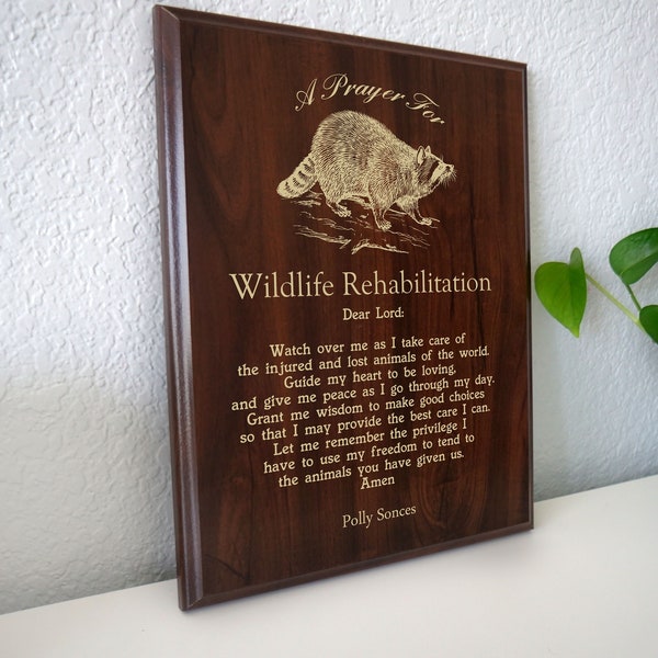 Wildlife Rehabilitator Gebetstafel | Personalisiertes Wildlife Rehab Geschenk | Tierrettungs-Rehabilitation Geschenk