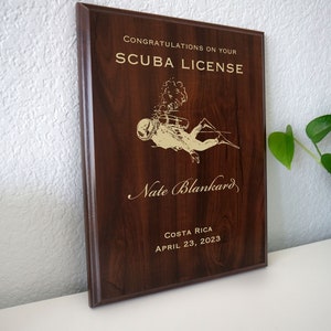 SCUBA-gecertificeerde onderscheiding | Gepersonaliseerd SCUBA-licentiegeschenk voor Open Water- of Air Card-certificering