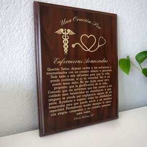 Placa de Oración Para Enfermeras Avanzadas / Regalo Personalizado / Enfermería Apreciación, Gracias, y Reconocimiento