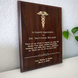 Surgeon Thank You Gift | Surgery Appreciation Plaque | Recognition of Surgical Care to Say Thanks for Plastic Orthopedic or General Surgeons