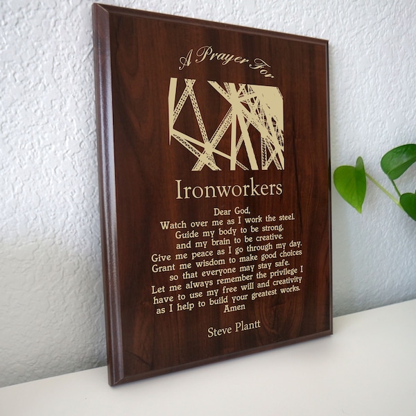 Ironworker Prayer Plaque | Personalized Ironworker's Gift | A Local Steel or Iron Workers Present