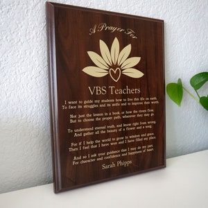 Vacation Bible School Prayer Plaque | Summer Bible School Instructor Gift | Christian VBS Thank You Prayer