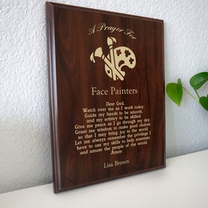 Face Painter Prayer Plaque | Personalized Face Painting Gift | Facepainting Present