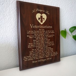 Plaque de prière vétérinaire | Cadeau DMV vétérinaire | Cadeau vétérinaire personnalisé | Une prière de vétérinaires