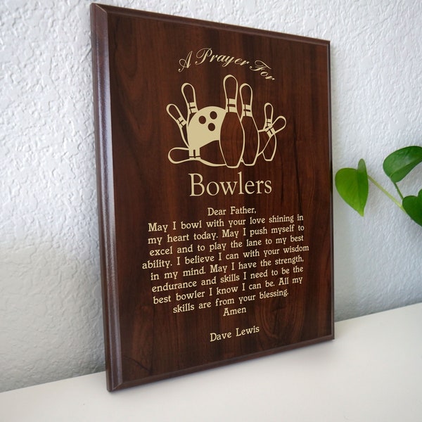 Bowling Prayer Plaque | Personalized Bowler Gift | A Bowler's Prayer with a Ten-pin  Design