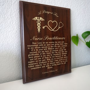 Nurse Practitioner Prayer Plaque | Personalized NP CRNP Nursing Practitioner Gift | A Nurse Practitioner's Prayer on NP Week