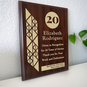 20 Year Work Anniversary Gift Award | Twenty Years of Service Employee Recognition Appreciation Plaque | Personalized Workiversary[Triangle]