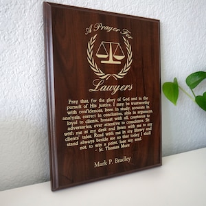 Lawyer Prayer Plaque | Legal Gift | Personalized Attorney Gift | A Lawyer&#39;s Prayer for Passing the State Bar or Law School Graduation