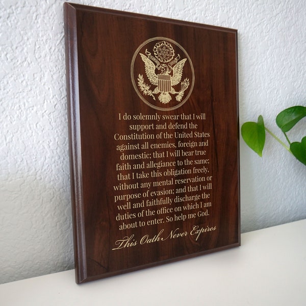Oath of Commissioned Officer Military Plaque  | Commissioning Officer's Oath | Patriotic American Decor  for Commissioning Gift