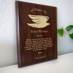 Plaque de prière de facteur de travail postal | Cadeau personnalisé Mail Man Mail Lady | Prière d'un facteur à l'occasion de la Journée nationale des travailleurs et travailleuses des postes