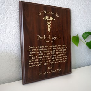 Pathologists Prayer Plaque | Personalized Pathologist Gift | A Prayer for Histology, Cytology Professionals or Technicians