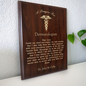 Gebedsplaat dermatoloog | Gepersonaliseerde dermatologen cadeau voor dermatologen | Een dermatologisch huidspecialistgebed