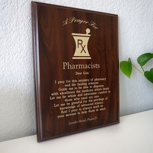 Pharmacists Prayer Plaque | Personalized Pharmacy Gift for School or PharmD Graduation | A Pharmacist&#39;s Prayer on National Pharmacist Day