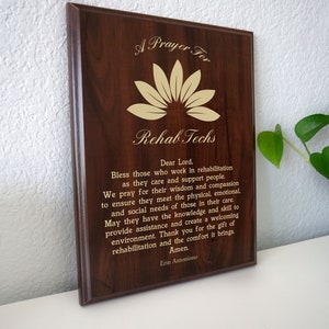 Targa di preghiera per tecnici di riabilitazione / Regalo di laurea personalizzato per tecnici di riabilitazione / Preghiera per tecnici di terapia riabilitativa