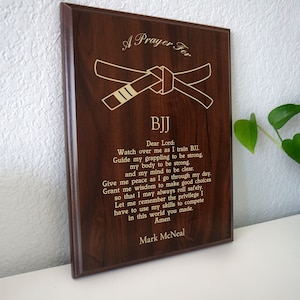 BJJ Prayer Plaque | Personalized Brazilian Jiu-Jitsu Plaque | Gracie Jiu Jitsu Gift for Submission Grappling Athletes