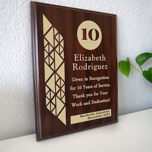 10 Year Work Anniversary Gift Award | Ten Years of Service Employee Recognition Appreciation Plaque | Personalized Workiversary [Triangle]