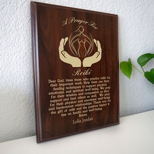 Placa de oración para practicantes de Reiki / Regalo personalizado para maestros de Reiki / Una oración de un maestro de Reiki para la curación energética