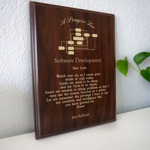 Computer Programmer Prayer Plaque | Personalized Coder Software Engineer Gift | Present for Coding Software Developers