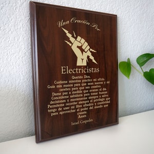 Placa de Oración Para Electricistas Regalo Personalizado Electricista Apreciación, Gracias, y Reconocimiento image 1