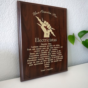 Placa de Oración Para Electricistas / Regalo Personalizado / Electricista Apreciación, Gracias, y Reconocimiento