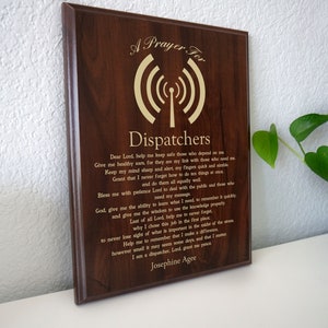 Gebedsplakbord verzender | Gepersonaliseerd cadeau 911, brandweer, radiozender | Gebed van de verzender over nationale telecommunicatie voor openbare veiligheid