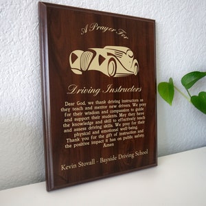 Driving Instruction Prayer Plaque  | Personalized Driver Education Teacher Gift | Road Safety Prayer for Driving School Instructor