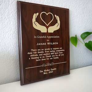 Family Caregiver Thank You Gift | Appreciation Award Plaque for a Home Health, Medical Caregivers | Personalized from Your Family