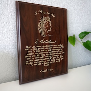 Esthetician Prayer Plaque | Personalized Facial Beauty Gift | A Prayer for Spa Estheticians Graduation