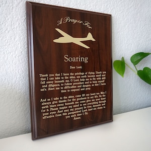 Soaring Prayer Plaque | Glider and Sailplanes  Gift | Personalized Gliding Pilot&#39;s Prayer for Motorless Flight