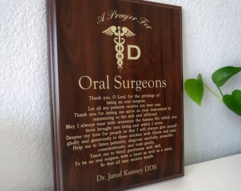 Oral Surgeon Prayer Plaque | Personalized OMFS Maxillofacial Surgery Gift | A Prayer for Craniofacial and Smile Surgeons