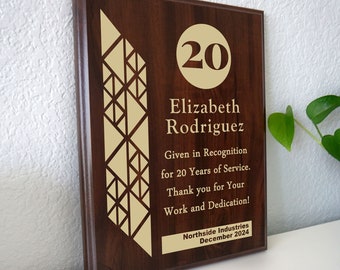 20 Year Work Anniversary Gift Award | Twenty Years of Service Employee Recognition Appreciation Plaque | Personalized Workiversary[Triangle]