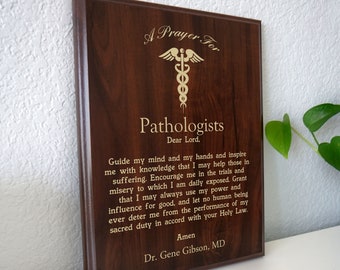 Pathologists Prayer Plaque | Personalized Pathologist Gift | A Prayer for Histology, Cytology Professionals or Technicians