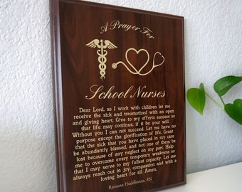 School Nurse Gift Prayer Plaque | Personalized Nursing Staff  | A School Nurse's Prayer for their Nurse Clinic Office Decor