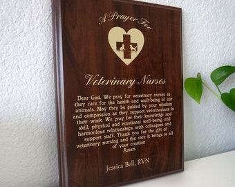 Veterinary Nurses  Prayer Plaque | Personalized Vet Nursing Graduation Gift | Prayer for Vet Nurse's Day