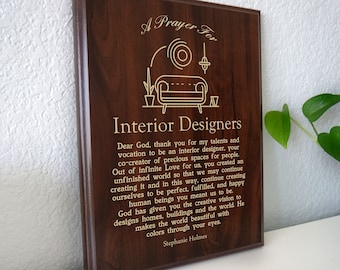 Interior Designer Prayer Plaque | Personalized Interior Decorator Gift for Student Graduation | A Professional Interior Designer's Prayer