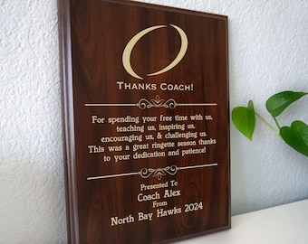 Ringette Coach Thank You Gift | End of Season Appreciation Award Plaque from the Ringette Team | Personalized to say Thanks