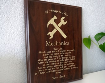 Mechanics Prayer Plaque | Personalized Mechanic Gift | A Car Guy or Mechanic's Prayer for Automotive & Car Repair