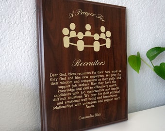 Recruiter Prayer Plaque | Job Recruiting Present | Headhunter Talent Acquisition Professional Gift