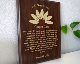 Carpet Care Prayer Plaque | Personalized Home Carpet Cleaning Professional Gift | A Rug Cleaner's Prayer