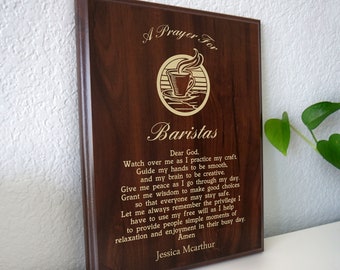 Baristas Prayer Plaque | Personalized Coffee Maker Gift for Coffee House Worker | A Barista's Prayer