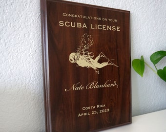 SCUBA Certified Award | Personalized SCUBA License Gift for Open Water or Air Card Certification