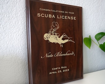 SCUBA Certified Award | Personalized SCUBA License Gift for Open Water or Air Card Certification