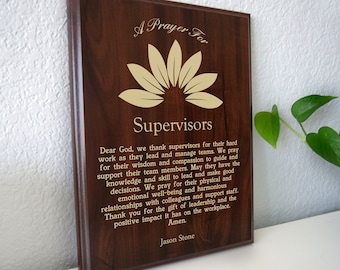 Supervisors Prayer Plaque | Employee Supervisor Present |  Shift Leadership and Work Lead Supervision Gift