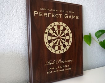 Perfect Dart Game Award | 301 or 501 Finish | Perfect Leg Plaque for a 9 Dart Finish