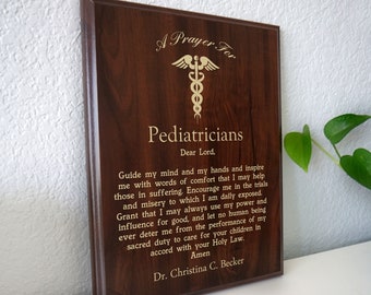 Pediatricians Prayer Plaque | Personalized Pediatrician Gift | Pediatrician's Prayer for Pediatric Medical Professionals on Pediatrician Day