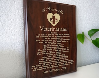 Veterinarian Prayer Plaque | Vet DVM Gift | Personalized Veterinarian's Gift | A Veterinarians Prayer