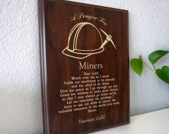 Miner Prayer Plaque | Personalized Coal Miners Gift | Quarry, Underground or Precious Metal Mining Prayer